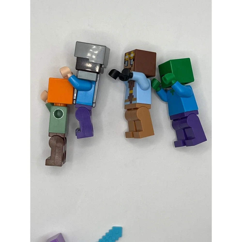 LEGO Minecraft Minifigures Lot Alex Steve Zombie Villager Sword Bow Accessories